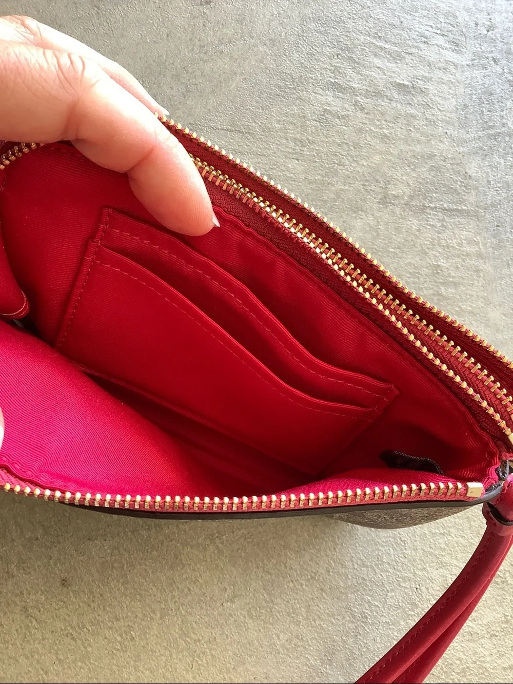 Coach double zipper corner zip wristlet wallet